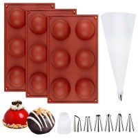 Zoyomax 3Pcs Sphere Silicone Mold, Semi Sphere Chocolate Bomb Molds, BPA Free Sphere Dome Molds Set for Cocoa Bombs, Cake, Jelly, Pudding,Dome Mousse,Handmade Soap Non-Stick 